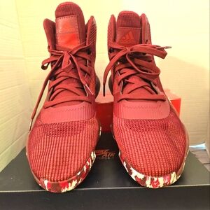 ADIDAS MEN'S PRO BOUNCE 2019 BASKETBALL SHOES BURGUNDY/WHITE HIGH TOP SIZE 16